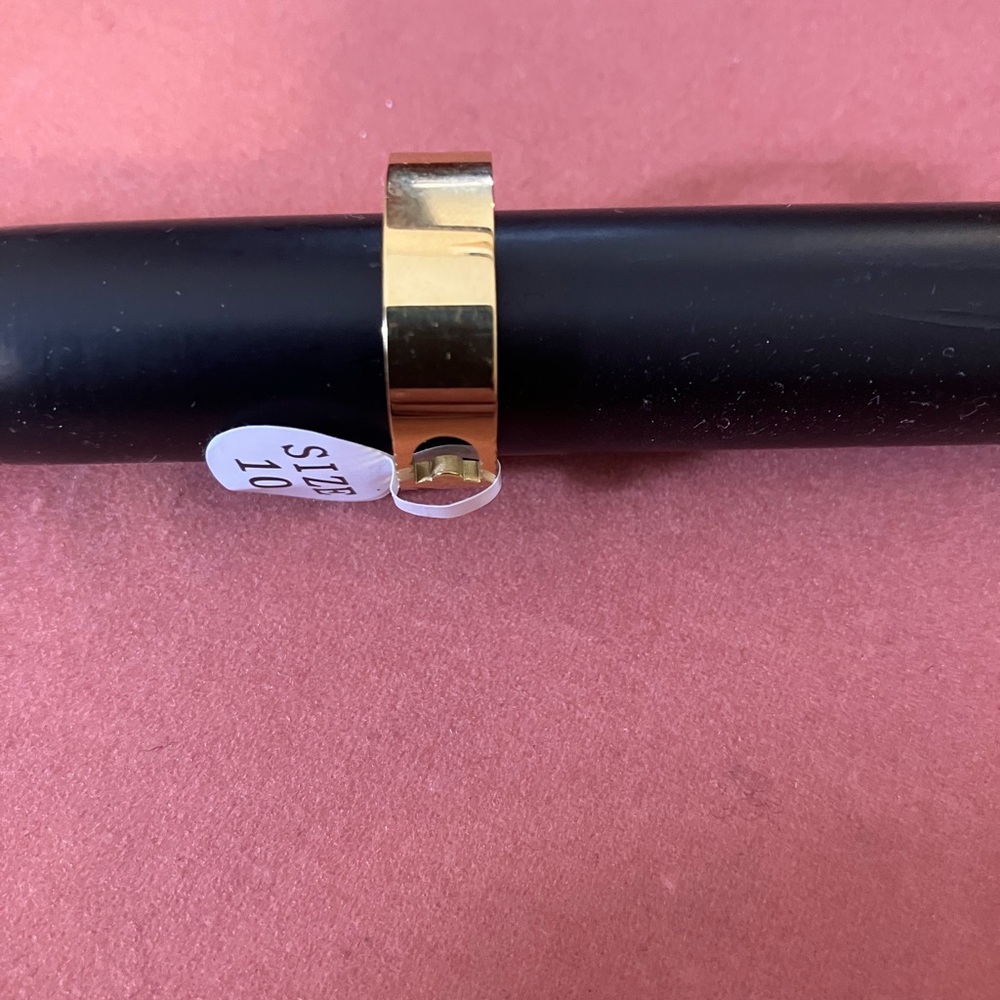 Gold Stainless Steel Clover Band with CZ - Picture 2 of 3